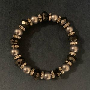 Elegant black and grey stone/bead stretch bracelet